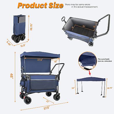 Heavy Duty Folding Wagon Cart with Canopy