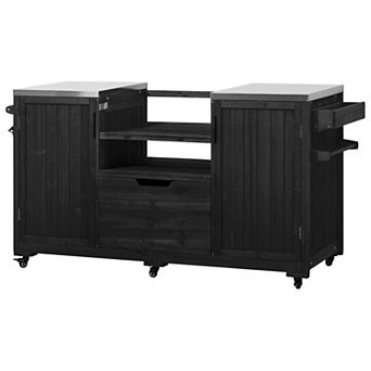 KWPZQEB Outdoor Kitchen Island Grill Cart with Stainless Steel Top & Drawer