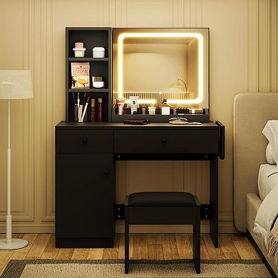 Vanity Desk with Mirror and Lights