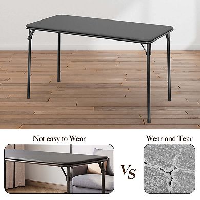 Folding Table, 47 Inch Card Table with PU Padded Tabletop, Portable Multifunctional Game Table