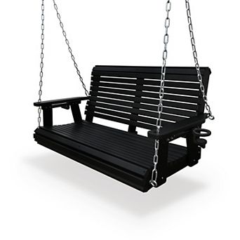 HDPE Porch Swing with 18/8 Stainless Steel Bolts, Ergonomic Design, Ultra Weather-Resistant