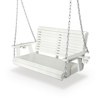 HDPE Porch Swing with 18/8 Stainless Steel Bolts, Ergonomic Design, Ultra Weather-Resistant