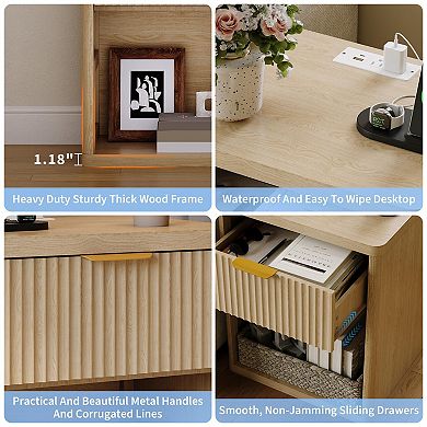 Fluted Nightstand Set of 2