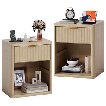 Fluted Nightstand Set of 2