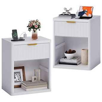 Fluted Nightstand Set of 2