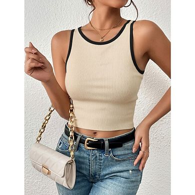 Women's Sleeveless Tank Tops Summer Scoop Neck Color Block Casual Basic Tops