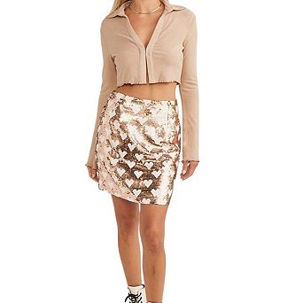 Women Sequin Mini Sparkly Skirt Stretchy Bodycon Glitter Skirts