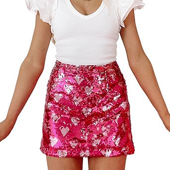 Women Sequin Mini Sparkly Skirt Stretchy Bodycon Glitter Skirts