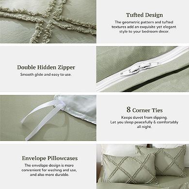 Geometric Fleece Duvet Cover Set - Queen Size