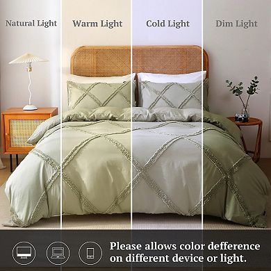 Geometric Fleece Duvet Cover Set - Queen Size