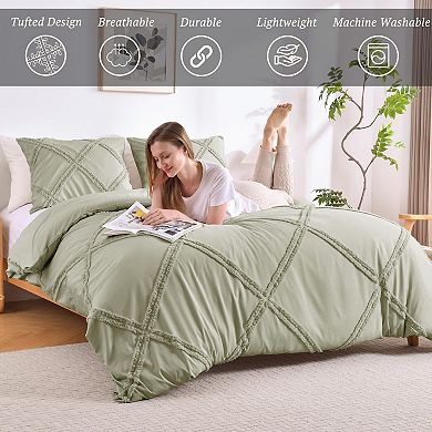 Geometric Fleece Duvet Cover Set - Queen Size