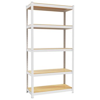36" W x 16" D x 72" H 5 tier White Metal Shelving Unit