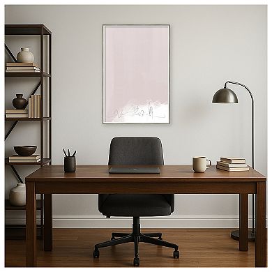 Amanti Art Framed Fabric Pinboard, Whispers in Soft Beige Printed Bulletin Board