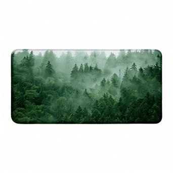 Watercolor Misty Forest Floor Mat, Soft Non-Slip Nature Themed Floor Mat