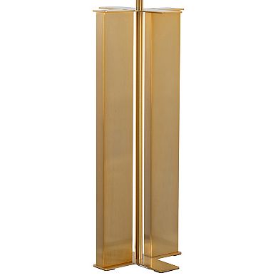 Cosmo Glam Metal Table Lamp Antique Brass White Linen by LumiSource