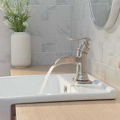 Waterfall Single Hole Single-Handle Low-Arc Bathroom Faucet With Pop-up Drain Assembly