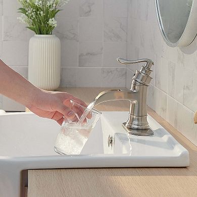 Waterfall Single Hole Single-Handle Low-Arc Bathroom Faucet With Pop-up Drain Assembly