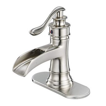 Waterfall Single Hole Single-Handle Low-Arc Bathroom Faucet With Pop-up Drain Assembly