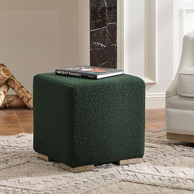 Square Boucle Upholstered Ottoman