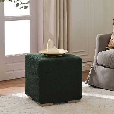 Square Boucle Upholstered Ottoman