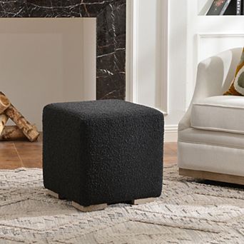 Square Boucle Upholstered Ottoman