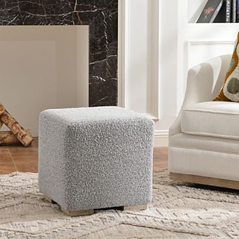 Square Boucle Upholstered Ottoman