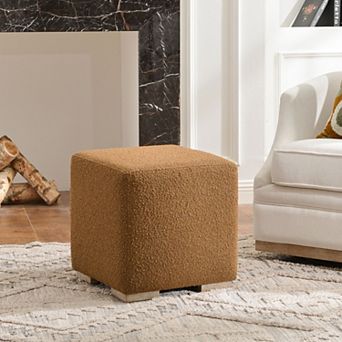 Square Boucle Upholstered Ottoman
