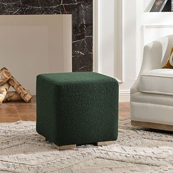 Square Boucle Upholstered Ottoman