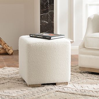 Square Boucle Upholstered Ottoman