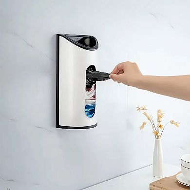 Slim Stainless Steel Trash Can, 2.1 Gallon / 8L Step Waste Basket and Wall-Mounted Bag Holder Set