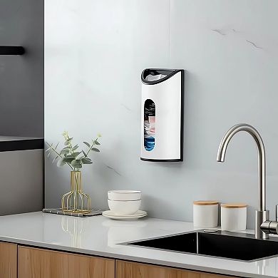 Slim Stainless Steel Trash Can, 2.1 Gallon / 8L Step Waste Basket and Wall-Mounted Bag Holder Set