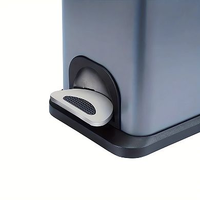 Slim Stainless Steel Trash Can, 2.1 Gallon / 8L Step Waste Basket and Wall-Mounted Bag Holder Set