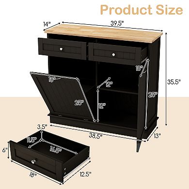 Tilt Out Trash Cabinet Kitchen Garbage Can Storage with Drawers