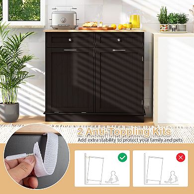 Tilt Out Trash Cabinet Kitchen Garbage Can Storage with Drawers