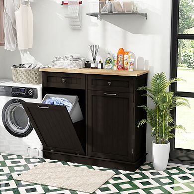 Tilt Out Trash Cabinet Kitchen Garbage Can Storage with Drawers
