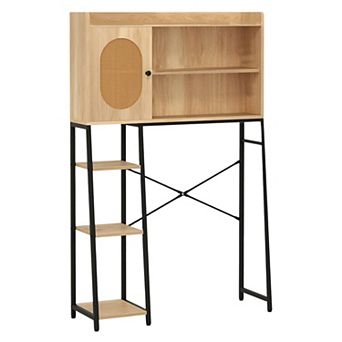 Over the Toilet Storage Rack with Cabinet and Open Shelves