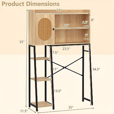 Over the Toilet Storage Rack with Cabinet and Open Shelves