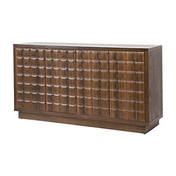 KWPZQEB Retro 4-Door Wooden Sideboard Cabinet, Coffee Bar Cabinet for Dining Room