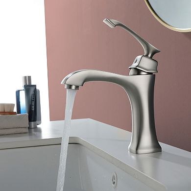 1.2 GPM Single Handle Single Hole Bathroom Faucet with Water Supply Hose and Mounting Hardware