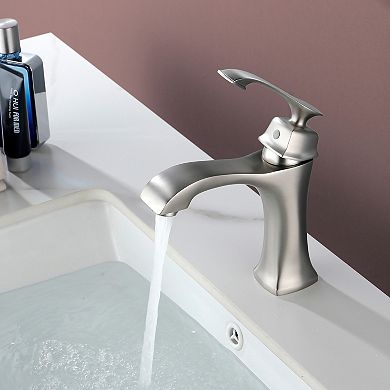 1.2 GPM Single Handle Single Hole Bathroom Faucet with Water Supply Hose and Mounting Hardware
