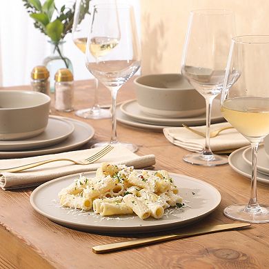 Gibson Elite Humphrey Lane 12 Piece Plates and Bowls Reactive Glaze Dishes Stoneware Dinnerware Set