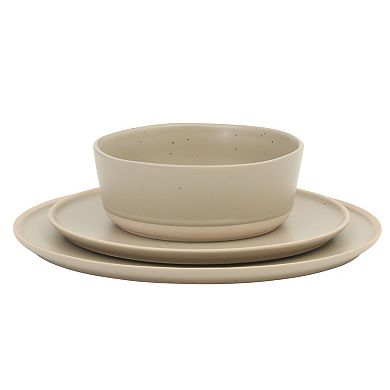 Gibson Elite Humphrey Lane 12 Piece Plates and Bowls Reactive Glaze Dishes Stoneware Dinnerware Set