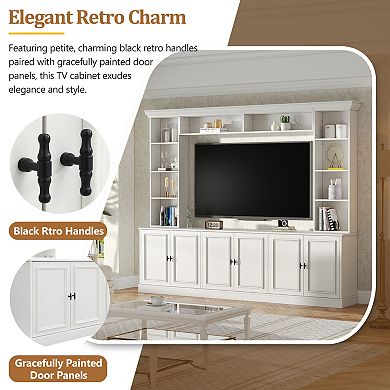 Trikiousd 4-Piece Wall Unit TV Stand with Adjustable Shelves & Bridge for TVs Up to 70"