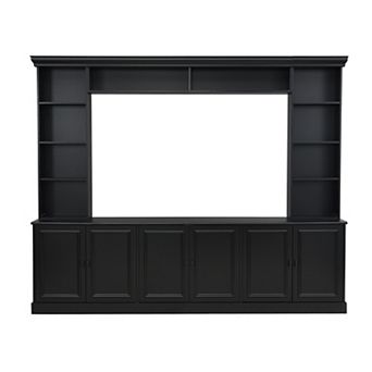 Trikiousd 4 pc Wall Unit TV Stand with Adjustable Shelves & Bridge for TVs Up to 70"