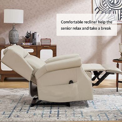 Manual Faux Leather Recliner, Heavy-Duty Motion, 8 Vibrating Nodes & 3 Massage Modes