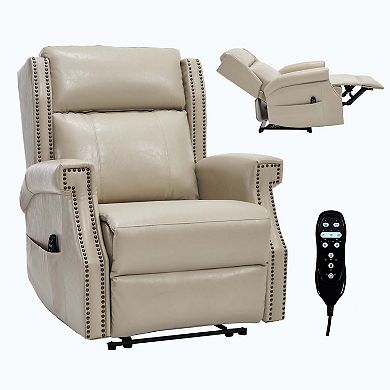 Manual Faux Leather Recliner, Heavy-Duty Motion, 8 Vibrating Nodes & 3 Massage Modes