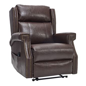 Manual Faux Leather Recliner, Heavy-Duty Motion, 8 Vibrating Nodes & 3 Massage Modes