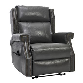 Manual Faux Leather Recliner, Heavy-Duty Motion, 8 Vibrating Nodes & 3 Massage Modes