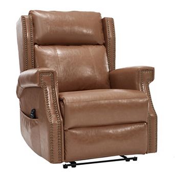 Manual Faux Leather Recliner, Heavy-Duty Motion, 8 Vibrating Nodes & 3 Massage Modes