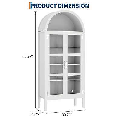 70" Tall Arched Pantry Cabinet